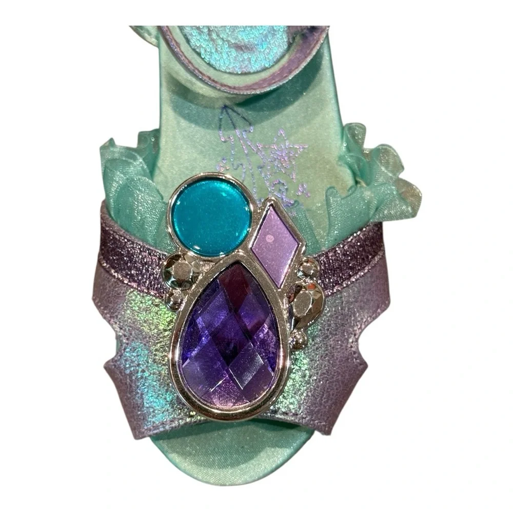 Disney Girls Iridescent Teal and Purple Gem Dress Sandals